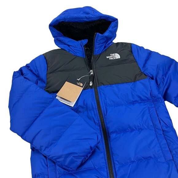 The North Face Youth Moondoggy Down Hoodie Puffer Jacket Boys L (14/16 ) Blue - Picture 1 of 11
